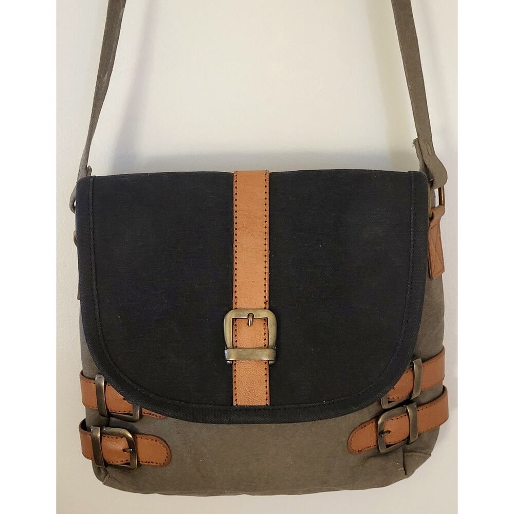 Mona B Crossbody Bag Canvas Leather Messenger Bike Bag